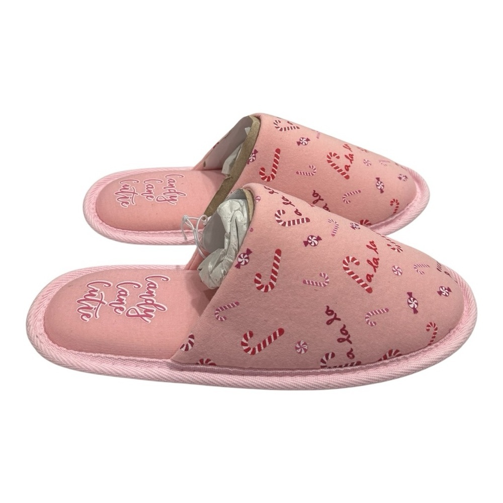Joe Fresh Pink Candy Cane Slippers Size S